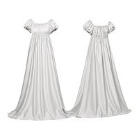 Robe de bal victorienne Gooyeh pour femme - Robe médiévale Regency Vintage - Robe de gala de festival de style vintage avec ruban et volants - Robe à manches bouffantes en tissu artistique