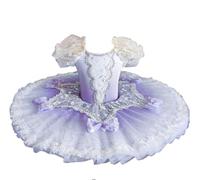 Robe de Ballerine brodée pour Enfant, inspirée du Lac des cygnes, avec Tutu et Pancakes,Violet,160