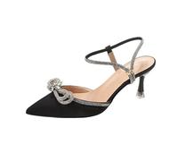 Robe de banquet pour adulte - Blanc - Talons hauts - Petite robe de mariée - Chaussures de mariage - Sandales Baotou creuses pointues - Pour femme, Noir , 38.5 EU