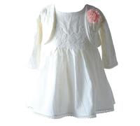 Robe de baptême en coton - Robe de fête pour bébé fille - L15, blanc vieilli, 92 cm