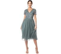 Maya Deluxe Maya Berry Embellished Halter Neck Maxi Dress Robe de Demoiselle d'honneur, Vert bruyant., 44