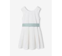 VERTBAUDET Robe de cérémonie Fille Motifs Fleurs Aquarelle à la Base Blanc 12A