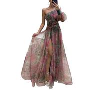 Robe De Cérémonie pour Femme Ronde Boheme Cocktail Maille Robe Femme Chic Et Elegant Fluide De Cérémonie Vetement Ete sans Manches Dentelle Légère Grande Taille Summer Dress(Rouge,M)