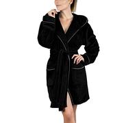 Robe de chambre à capuche en polaire pelucheuse pour femme, peignoir court doux avec ceinture, vêtements de nuit d'hiver chauds et confortables, vêtements de détente en flanelle de luxe, peignoir à