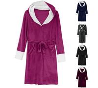 Robe de chambre avec capuche pour femme - Robe de chambre longue et moelleuse confortable - Peignoir de bain personnalisé en tissu éponge - Robe blanche pyjama avec poches - Vêtement de nuit léger