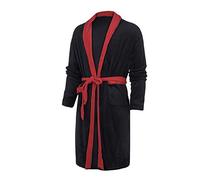Robe de chambre avec taille pour homme - Doux et chaud - En polaire épaisse de luxe - Pour femme et homme - En coton - Manches longues, 0A - Rouge, XXL