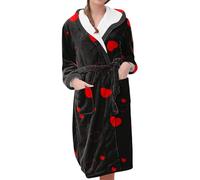 Robe de chambre chaude et moelleuse pour femme - Peignoir long en peluche pour femme - Robe de chambre grande taille avec capuche - Robe de nuit d'hiver en tissu éponge châle, Rouge, XXL