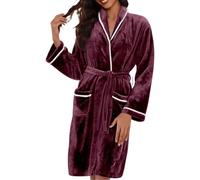 Robe De Chambre Chaude Femme Peignoir Doux Confortable Sortie Bain Polaire Longueur Genou Absorbant Rapide Tenue Maison Toutes Saisons Confort Enveloppant Chaleureux Coutures Renforcées Durable Éponge