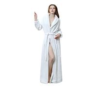 Robe de chambre de luxe en polaire douce et moelleuse avec ceinture à nouer - Robe de chambre pour femme - Robe de chambre moelleuse et chaude - Col châle - Longue serviette en tissu éponge - Peignoir