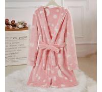 Robe de chambre décontractée et confortable en flanelle douce avec élément de lune, vêtement de nuit pour femmes L,M,S,XLGéométrique,graphiqueTissu tricoté