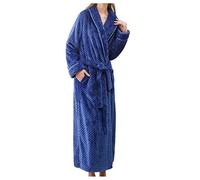 Robe de chambre d'hiver en polaire extra épaisse pour femme - Robe de chambre longue et moelleuse en flanelle polaire - Robe de nuit d'hiver - Peignoir de bain en tissu éponge à manches longues - Robe