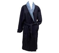 Robe de chambre en laine des Pyrénées, couleur bleu marine, avec ceinture, col tissu (FR/ES, Alpha/lettres, TG, Grande taille, Taille Tall, bleu marine)