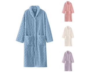 Robe de chambre extra chaude et duveteuse pour femmes - Peignoirs de bain en tissu éponge pour femmes avec boutons - Vêtements de détente d'hiver Robe du matin d'hiver Vêtements de détente en polaire