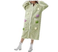 Robe de Chambre Femme Hiver - Ensemble de Vêtements de Maison en Velours de Corail Épais Et Allongé pour S Mignon Et Doux Peut Être comme Manteau d'hiver Automne Et Hiver (Green M)