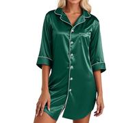 Robe de Chambre Femme Hiver - Peignoir Doux Et Confortable pour avec Col À Revers Vêtement de Nuit Basique pour Tous Les Jours pour Toutes Les Saisons (Green L)