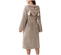 Robe De Chambre Femme - Peignoir Femme Polaire À Capuche d'hiver Pyjama Femme Hiver Douillette Et Douce,Tenue Réutilisable Chambre Intérieur Lavable Manche Longue