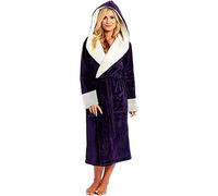 Robe De Chambre Femme Polaire Longue Grande Taille Ultra Doux Confortable Peignoir Femme A Capuche Eponge Peluche (Violet,5XL)