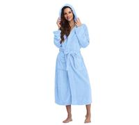 Robe De Chambre Femme Polaire Sortie Bain Longue Peignoir Coton Chaude avec Boutons Eponge Chic Zippée Courte Grande Taille Jupe Chaud