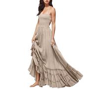 Robe De Chambre Femme Sexy - Robes Maxi Smockées pour Femmes Été 2023 Sexy Flowy Beach Long Backless Slip Dress Robe De