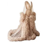 Robe de chambre kimono en tulle pour femme - Perspective de grossesse - Photographie de maternité - Beige - XXL