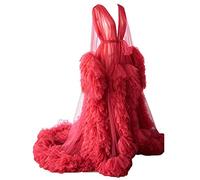 Robe de chambre kimono en tulle pour femme - Perspective de grossesse - Photographie de maternité - Rouge - S