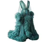 Robe de chambre kimono en tulle pour femme - Perspective de grossesse - Photographie de maternité - Vert - M