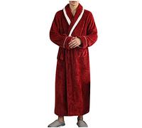 Robe de chambre légère en polaire pour homme - Vêtement d'hiver chaud - Vêtement de nuit en coton à manches longues, 0A - Rouge, M