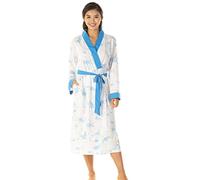 Robe de chambre longue de luxe en jersey polycoton pour femmes UK 10-24, bleu, 50-52