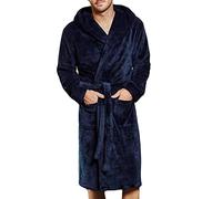 Robe de chambre longue pour homme taille plus - Peignoir chaud pour homme en molleton doux et pelucheux pour l'hiver, châle chaud en polaire, peignoir de bain à manches longues avec poches, bleu, 5XL