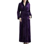Robe de Chambre pour Femmes en Coton éponge Peignoir de très Absorbant châle Serviette de Bain Wrap Violet M