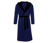 Robe de chambre pour homme et homme en peluche douce - Peignoir en tissu éponge doux - Châle absorbant pour homme - Peignoir confortable en polaire avec poches, bleu, 4X-Large