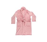 Robe de chambre sherpa rose pour femme avec broderie "femme de ouf" - -