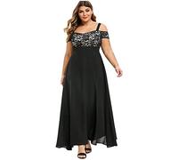 Robe de cocktail élégante pour femme - Robe de soirée - En dentelle - Forme trapèze - Spaghetti - Grandes tailles, Noir , XXXXXL