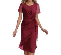 Robe de Cocktail Femme Longue Robes Soirée en Dentelle Mousseline de Soie Robes Chic Elégant sans Manches Sexy Robe Asymétrique Ladies Summer Dresses Maillot De Bain Couvrir Tunique 2025(Rouge,M)