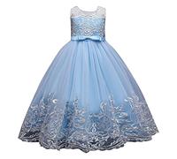 Robe De Cocktail Fille Robes Enfant Fille Anniversaire Chic Et Elegant Dress De Ceremonie Habillée Dentelle Plissée Tenue De Soirée en Tullerobe Fluide Vêtement pour Festival Demoiselle d'honneur