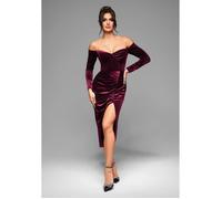 Robe de Cocktail Manches Longues - Ombre - Pour Femme - Bordeaux XS