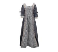 Robe de cocktail pour femme grande taille - Tendance - Style gothique - Robe midi - Manches longues évasées - Coupe trapèze - Robe de fête médiévale, gris, 5XL