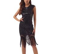 Robe de Cocktail Soirée Année 1920 Flapper Frangée à Paillettes Vintage Femme pour Mariage, Fête et Cocktail