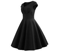 Robe de cocktail vintage des années 1950 Rockabilly - Col en cœur - Manches courtes - Robe patineuse pour femme - Élégante et modeste - Pour fête, bal de fin d'année, soirée