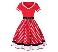 Robe de cocktail vintage pour femme - Robe de soirée rétro dans le style rockabilly des années 50 et 60 avec bretelles et jupon, pour les fêtes, les mariages, Rouge 1, XXL
