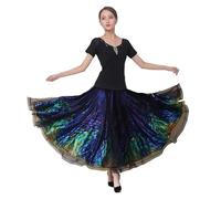 Robe de compétition de Danse de Salon, Costume de Performance Moderne for Femmes, vêtements de Valse Big Swing(Tops and Skirts,L)