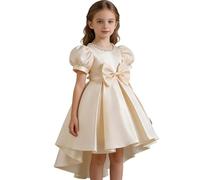 Robe de concours en satin dos nu pour fille, idéale pour représentation sur scène, mariage ou soirée, avec taille ajustable, coupe élégante et confortable, disponible en plusieurs tailles de 3 à 12