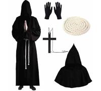 Robe de costume de moine - prêtre médiéval, magicien de robe de moine de la Renaissance, costume de prêtre médiéval avec croix pour mottoparty, Halloween, carnaval et Carnaval -XXL