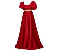 Robe de Costume Médiéval pour Femmes Style Régence - Robe de Satin Vintage à Taille Haute pour Halloween Cosplay, rouge, XXL