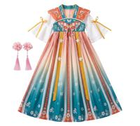 Robe de Costume Mulan dégradé bleu 160cm pour filles, traditionnel chinois