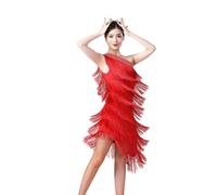 Robe De Danse À Franges for Femme Robes De Salsa Latine À Une Épaule | Pailletée Avec Strass Costume De Danse Sans Manches for Valse, Tango, Jazz, Rumba