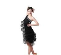 Robe De Danse À Franges for Femme Robes De Salsa Latine À Une Épaule | Pailletée Avec Strass Costume De Danse Sans Manches for Valse, Tango, Jazz, Rumba