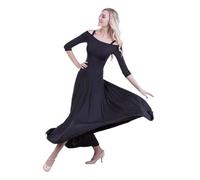 Robe De Danse De Salon Moderne for Femmes, Robe De Danse De Salon Standard for Valse, Tango, Fox-Trot, Compétition(Black,XXXL)