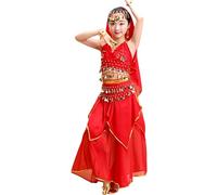 Robe de Danse du Ventre pour Fille sans Manches Déguisement Indienne Costume Orientale Sequin Lamé Léger avec Ceinture de Hanche Tenue de Spectacle Enfant pour Gala Anniversaire