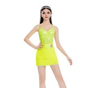 Robe de Danse Latine à Franges pour Fille - Tenue de compétition pour Rumba, Tango, Salsa, Samba et Danses de Salon